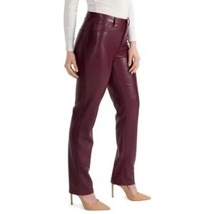 NEW Joie Burgundy High Rise Ankle Pants Faux Leather